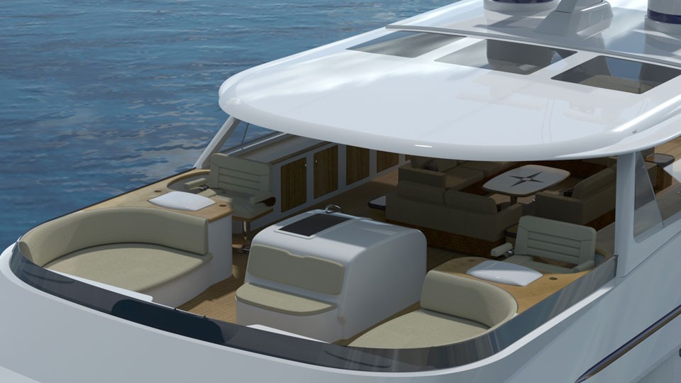 Top Deck on a Luxury Explorer 50 Meter Yacht by CHY
